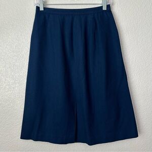 Young Pendleton 100% Virgin Wool Girls Size 11-12 Navy Blue Midi Skirt